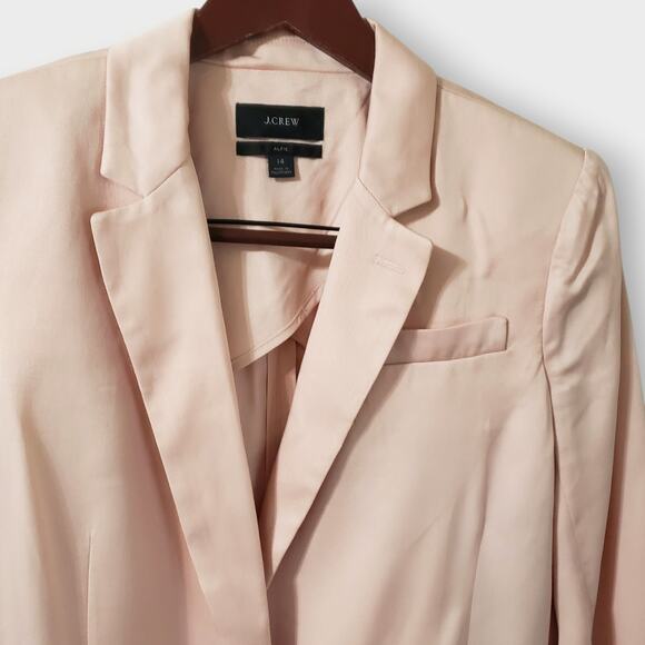 J.Crew Womens Alfie Gramercy Twill Lyocell Blazer Blush Pink Sz 14 Oversized - Picture 4 of 15